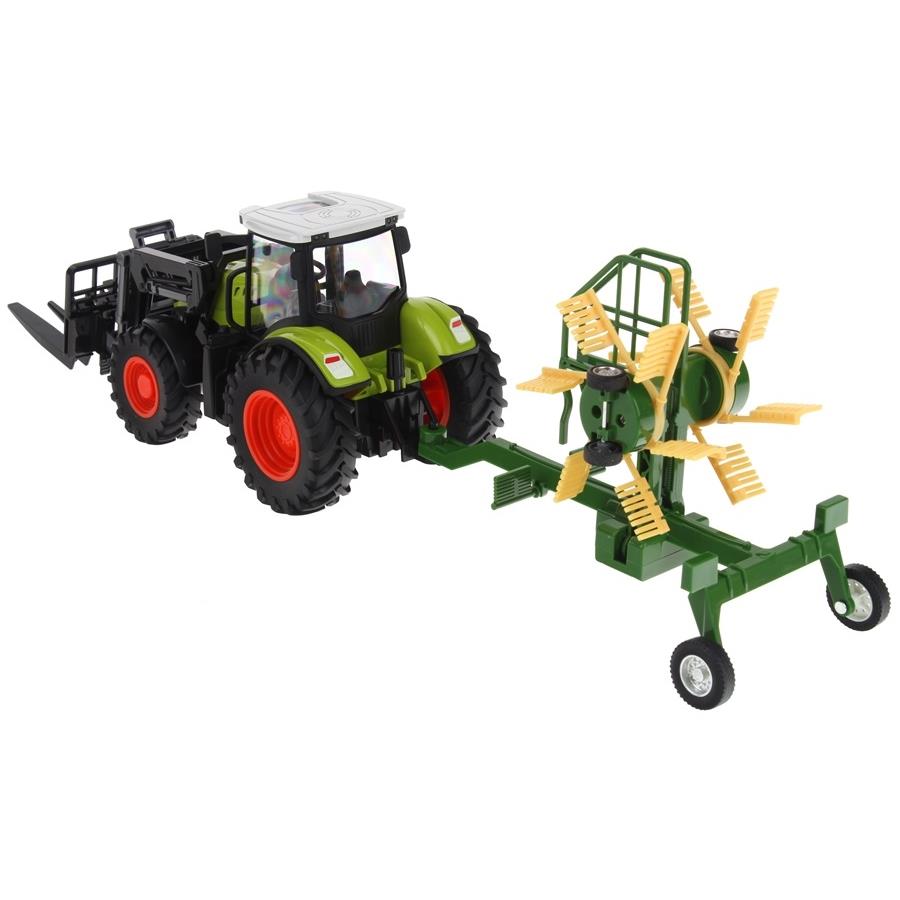 Remote Controlled Tractor Agricultural Machine with Trailer and Rake