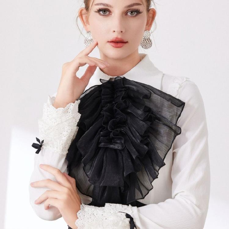 Fashion Jabot Spread Lapel Detachable Layered Flouncing Collar French Design For Dresses Blouses Effortless