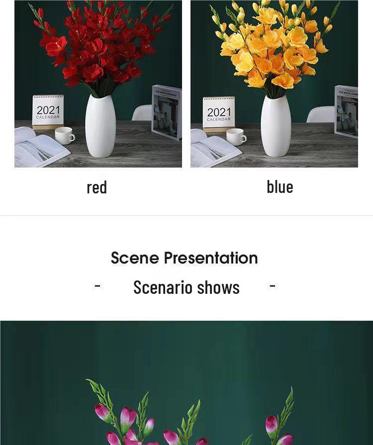 Decorative Silk Gladiolus and Orchid Floral Art for Living Room or Dining Table