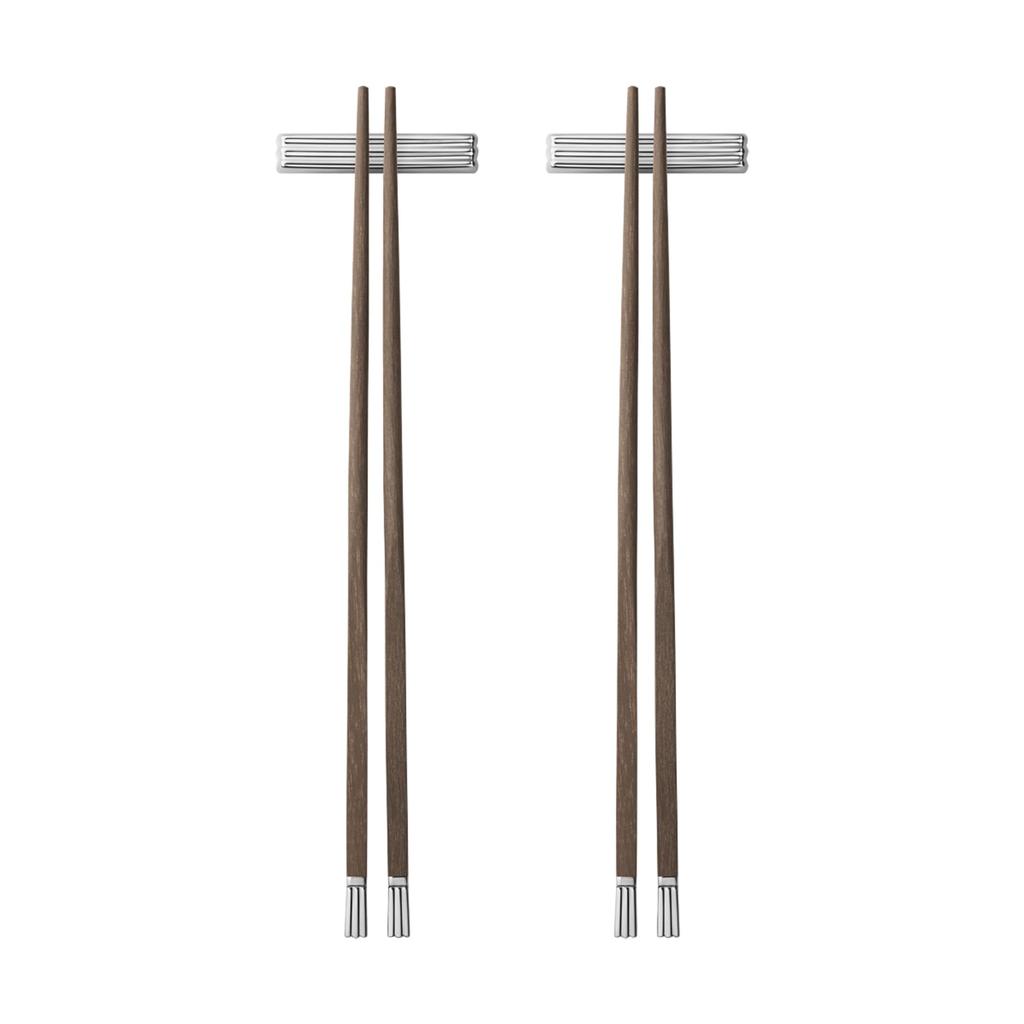Georg Jensen Chopsticks, Set of 2 (with Chopstick Rest), BERNADOTTE, Brown, 10019848