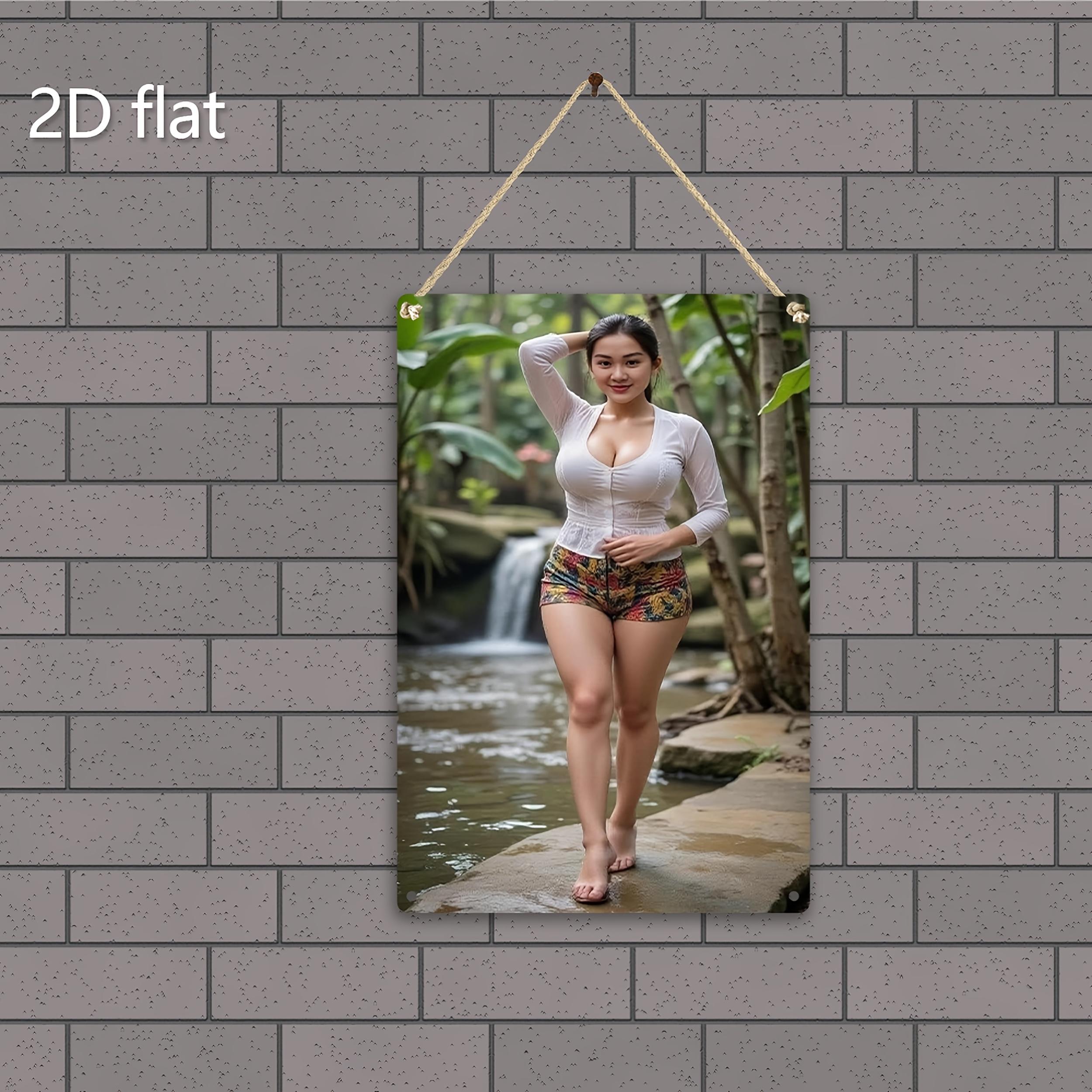 

Розписна жерстяна металева настінна art-деко вінтажна 2D пласка леді природа табличка з попередньо просвердленими отворами для підвішування 20x30cm（7.8x11.8inch）