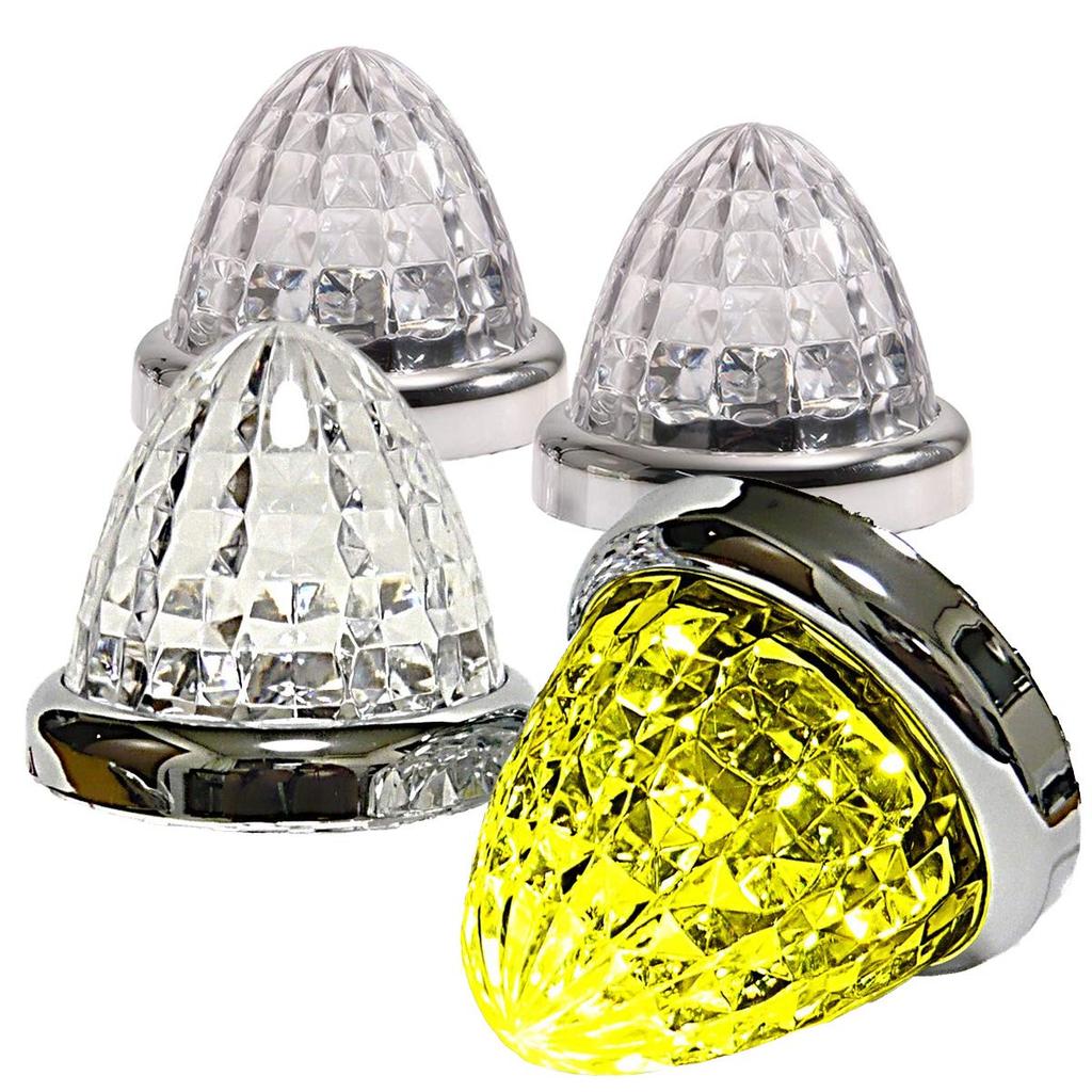 24V LED Marker Lamp Side Marker Plated Ring Truck Supplies Set of 4 (Yellow)