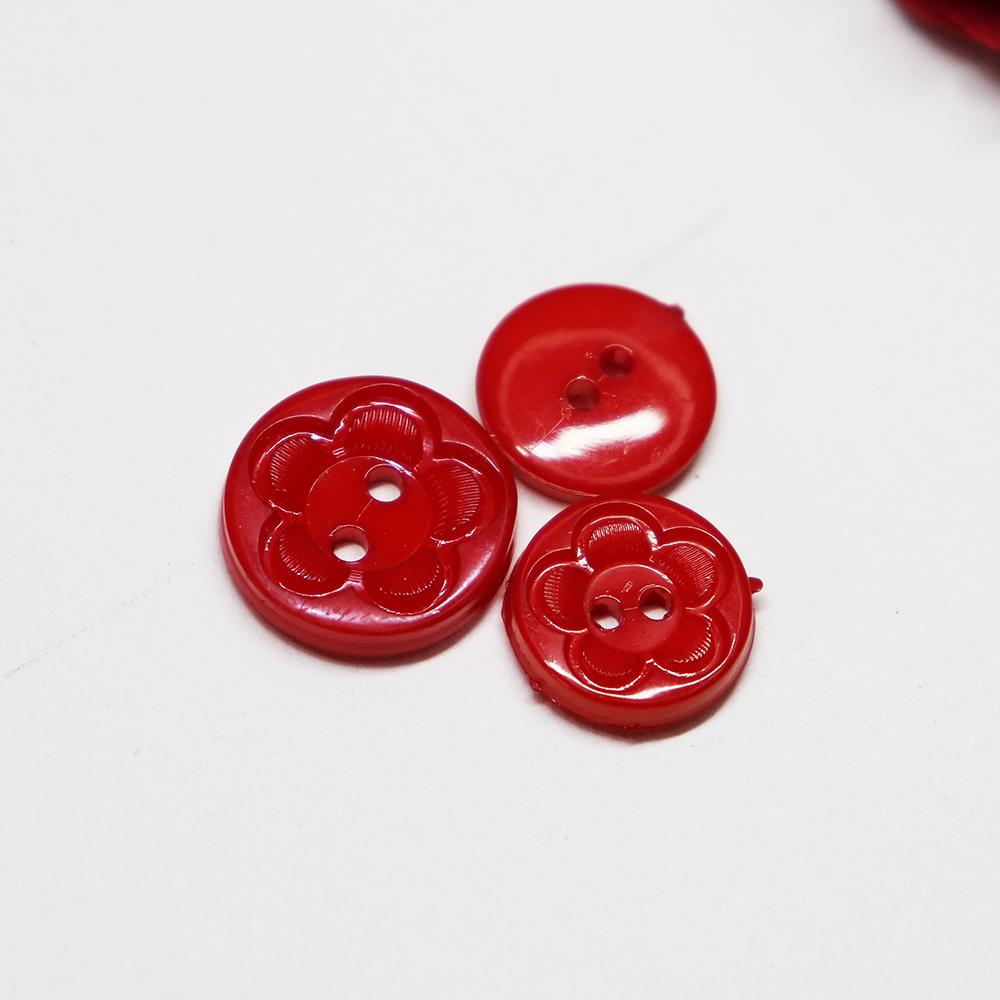 Niucky Basic Nylon Flower Buttons 2 Holes Flatback Washable Scrapbooking Craft Buttons 15mm 12.5mm 12 Colors