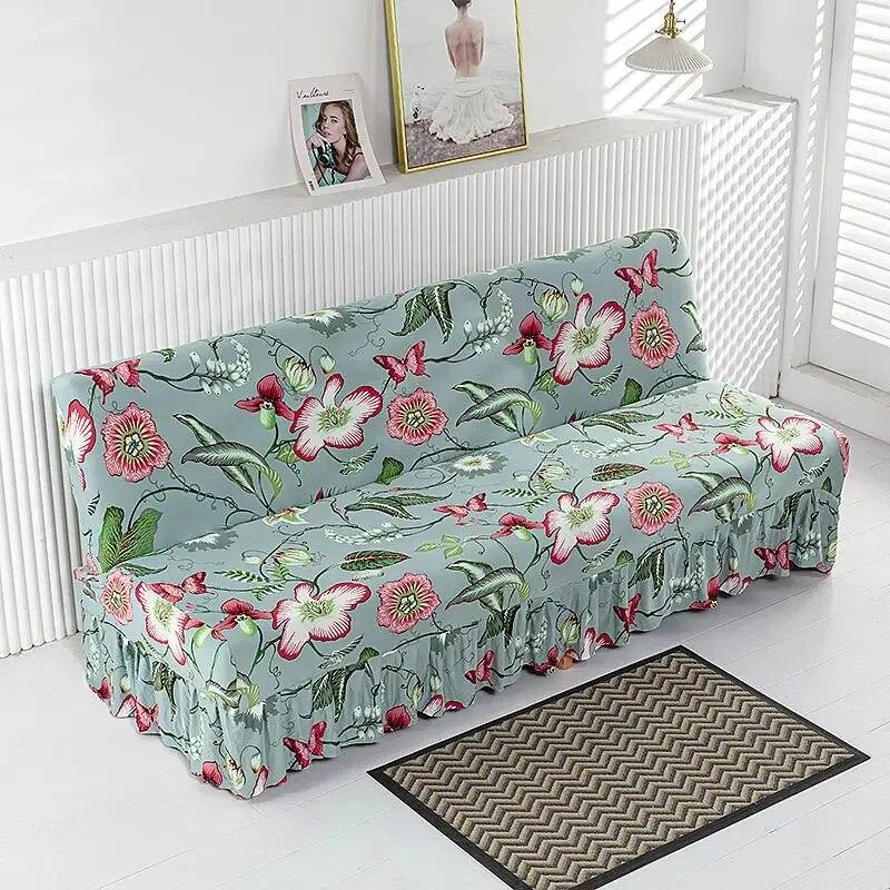 Armless Sofa Cover Elastic Full Folding Sofa Bedspread Universal Skirt Edge Sofa Cushion Full Cover Protective Cover
