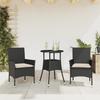 Vidaxl 3-Cz. Garden Furniture Set With Cushions, Black, Poly Rattan