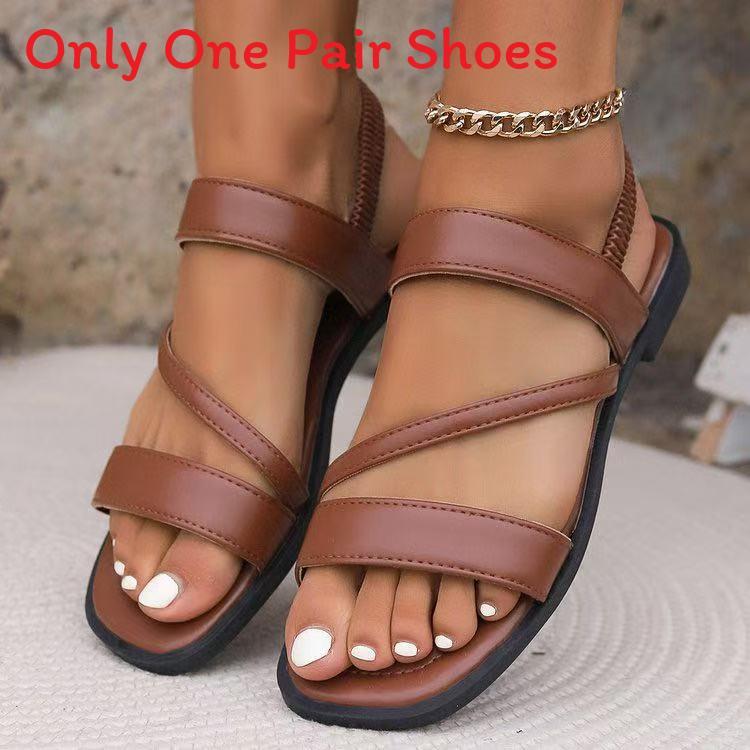 Summer Beach Sandals For Women With Cross Strap Pu Material Lightweight Nonslip For Adult Comfort