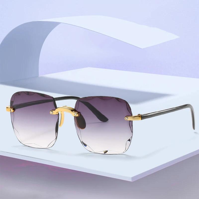 New Rimless Women's Sunglasses Fashion Gradient Lenses Sun glasses Lady Vintage Alloy Legs Classic Designer Shades UV400