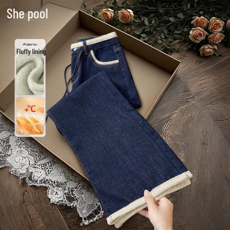 

Tachii Women s High-Waist Fleece-Lined Wide-Leg Jeans L