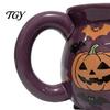 Cute Ghost Pumpkin Teacup Halloween Witch Cauldron Coffee Mug, 360ml Spider Web Pattern Holiday Gift for Enthusiasts Ceramic Cup, Spooky Drinkware