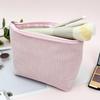 Durable Corduroy Cosmetic Organizer Pouch Portable Zipper Toiletry Bag Storage Bag  Travel Use