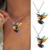 Collana Colibrì Arcobaleno Ciondolo Uccello Colorato in Acrilico Collana Leggera alla Moda Gioielli Regalo per Donne Amanti degli Uccelli