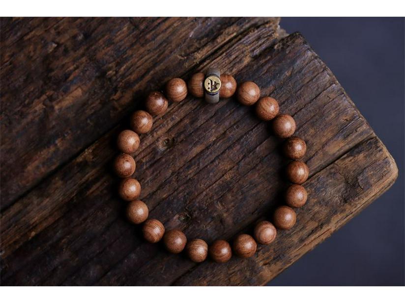 Authentisches indisches Sandelholz Tierkreiszeichen Buddhistische Gebetsperlen Armband