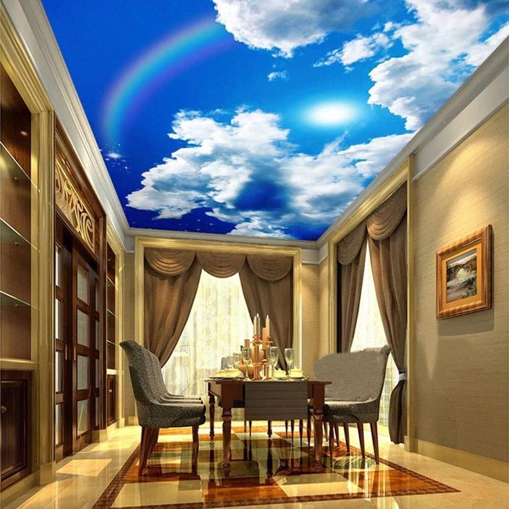 Tapet cu cer albastru Nor 3d Fototapet pentru tavan Sky Sunshine Curcubeu Fototapet Camera copii Dormitor Tavan mural Decor