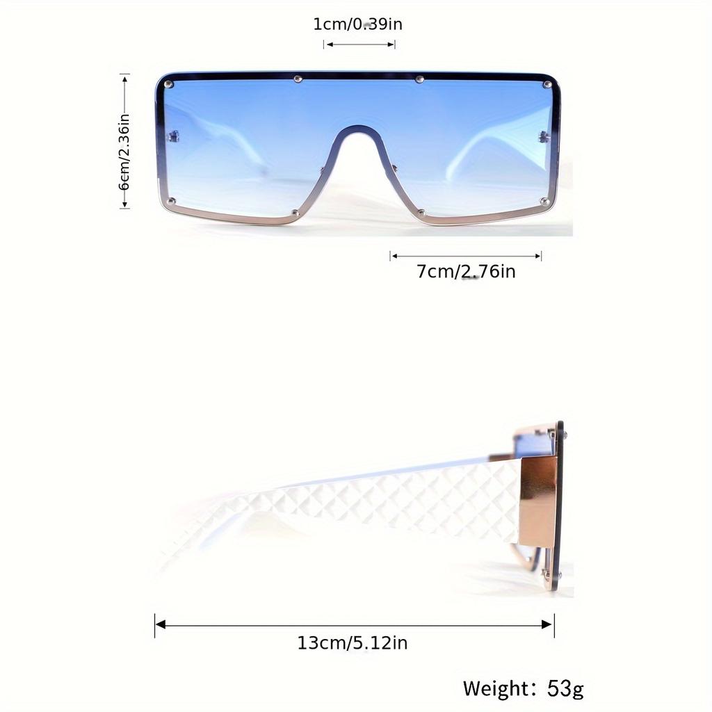 1 Pair of Women's -color Frameless Square Bar-retaining Rivet 1pc Large-frame Spicy European and American Fashion Glasses