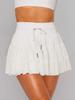 Wish Fashion Lace-Tied Pleated Safety Skirt: Summer Anti-Exposure Mesh Overlay