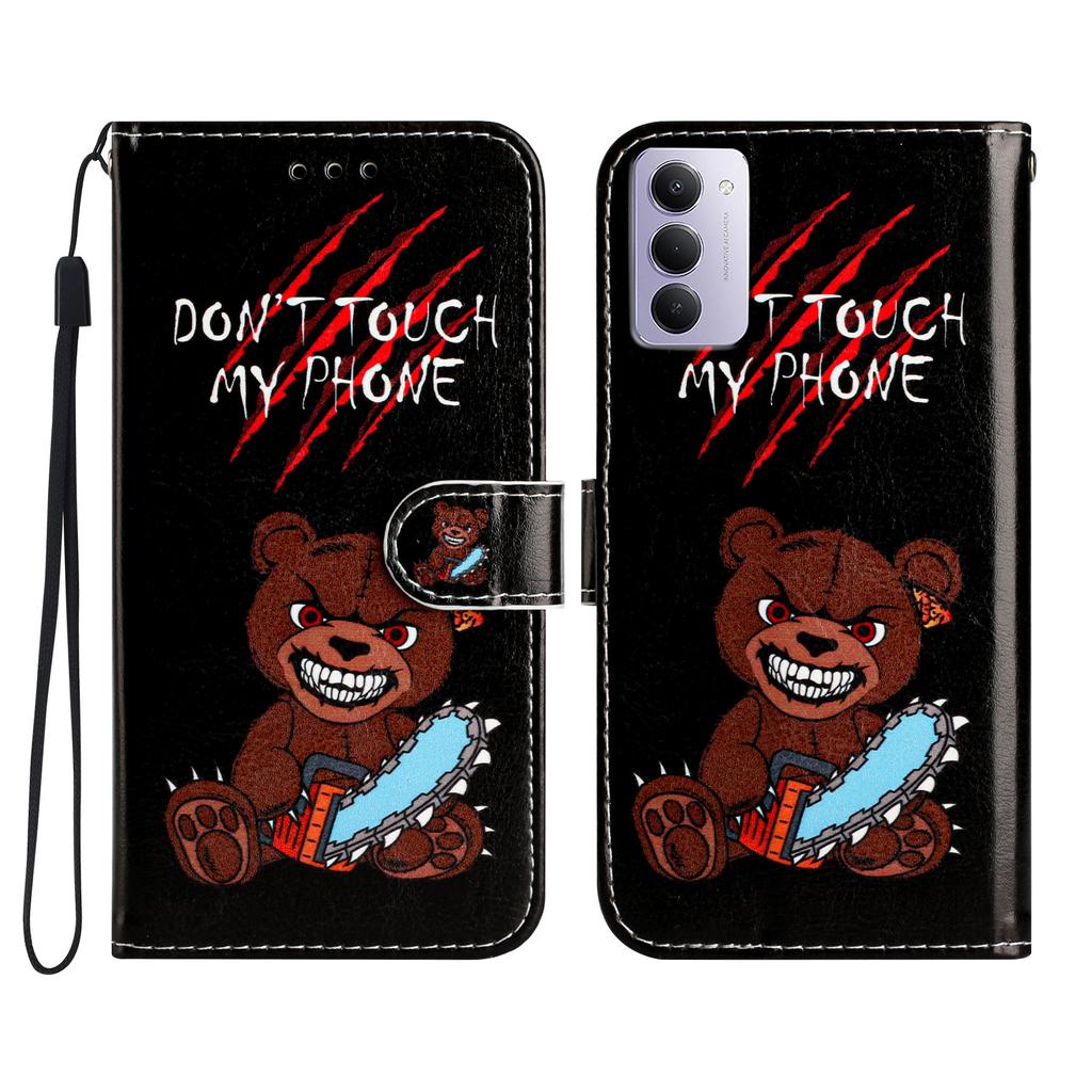 Dla Xiaomi Redmi 15 4G (UE) (171mm) Etui portfelowe z nadrukowanym wzorem, skóra PU, podstawka, pokrowiec na telefon ze smyczą