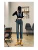 Women's High-Waisted Slim-Fit Straight-Leg Jeans - Petite Cropped Cigarette Pants for Autumn/Winter 2024