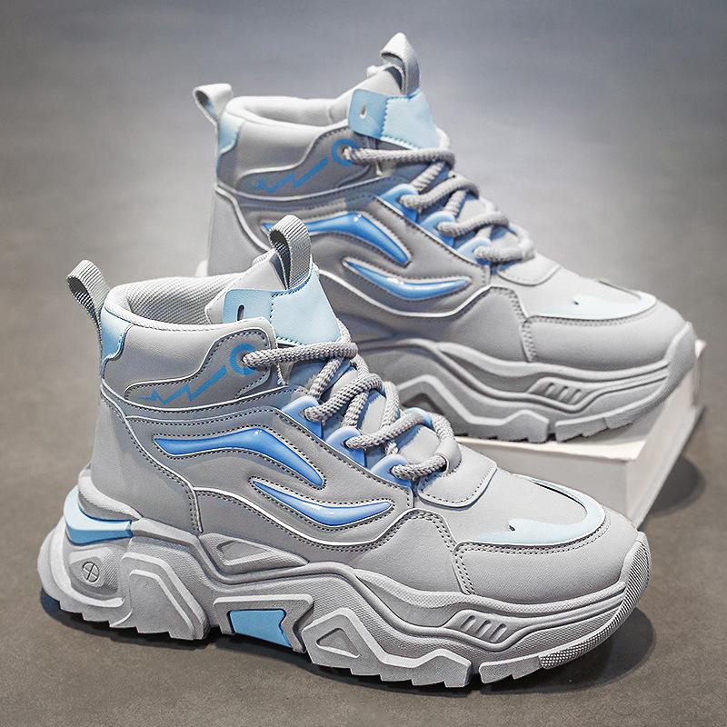 Pantofi bărbătești cu gleznă înaltă vară tineret baschet sport mărimi mari pantofi de skate mici albi impermeabili și cu talpă înaltă casual dad bocanci Martin