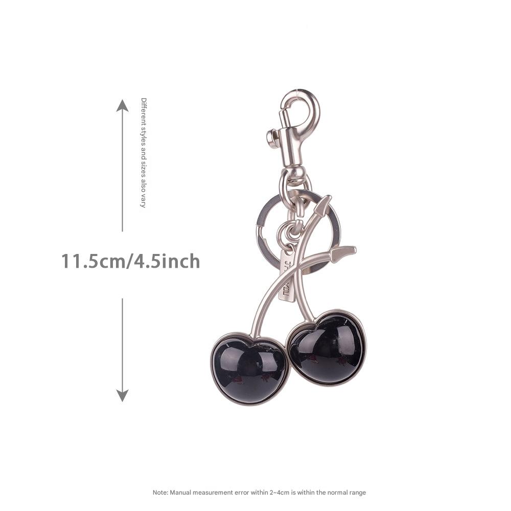 Exquisite Red Cherry Fruit Bag Charm Keychain 3 Color Key Ring for Elegant Women Backpack Purse Pendant Earring Jewelry Gift