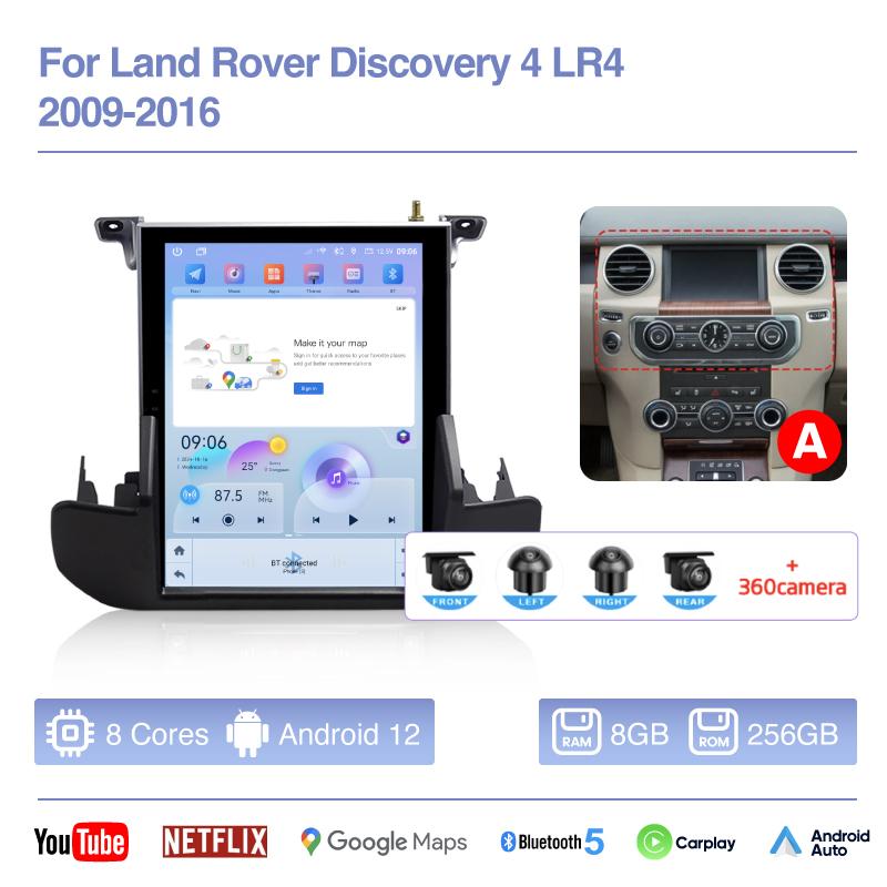 10.4 " Car multimedia Video player For Land Rover Discovery 4 LR4 2009-2016 GPS navigation Android12 Carplay 4G wifi 360camera