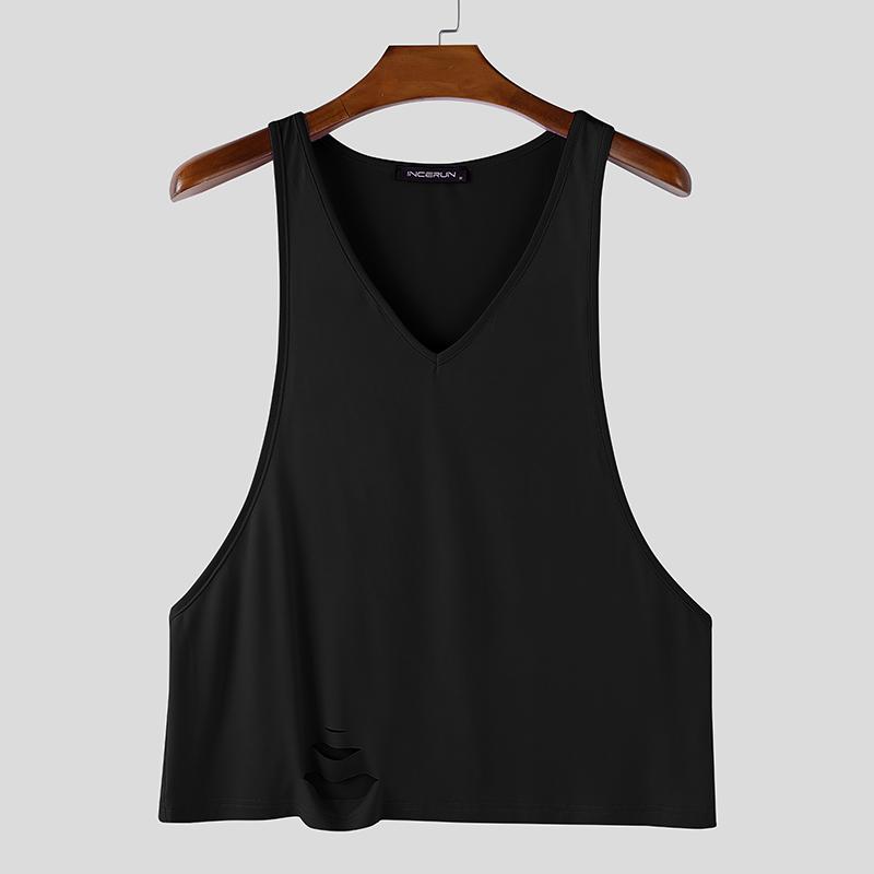 INCERUN Summer Men V Neck Casual Sleeveless Strap Loose Tank Tops