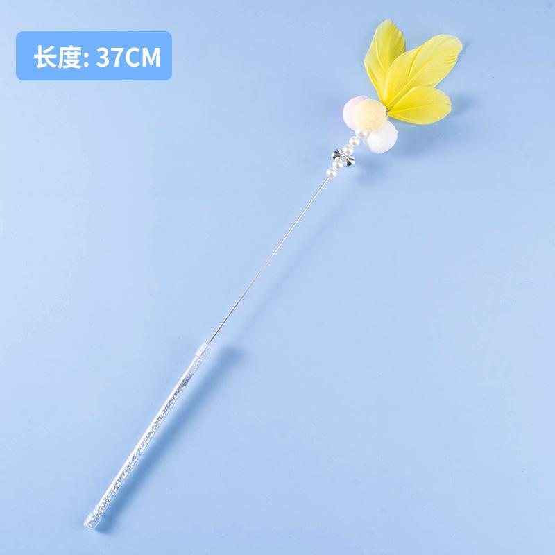 Tassel cat teaser wand, cat toy with feathers and bells, fairy cat teaser for boredom relief, interactive pet cat toy supplies