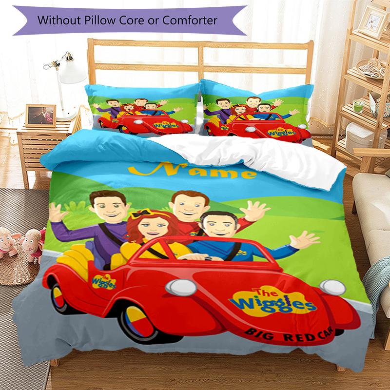 3pcs Custom Name The Wiggles Bedding Set Duvet Cover Closure Includes 1 Duvet Cover & 2 Pillowcases, Soft and Comfortable for All Seasons.