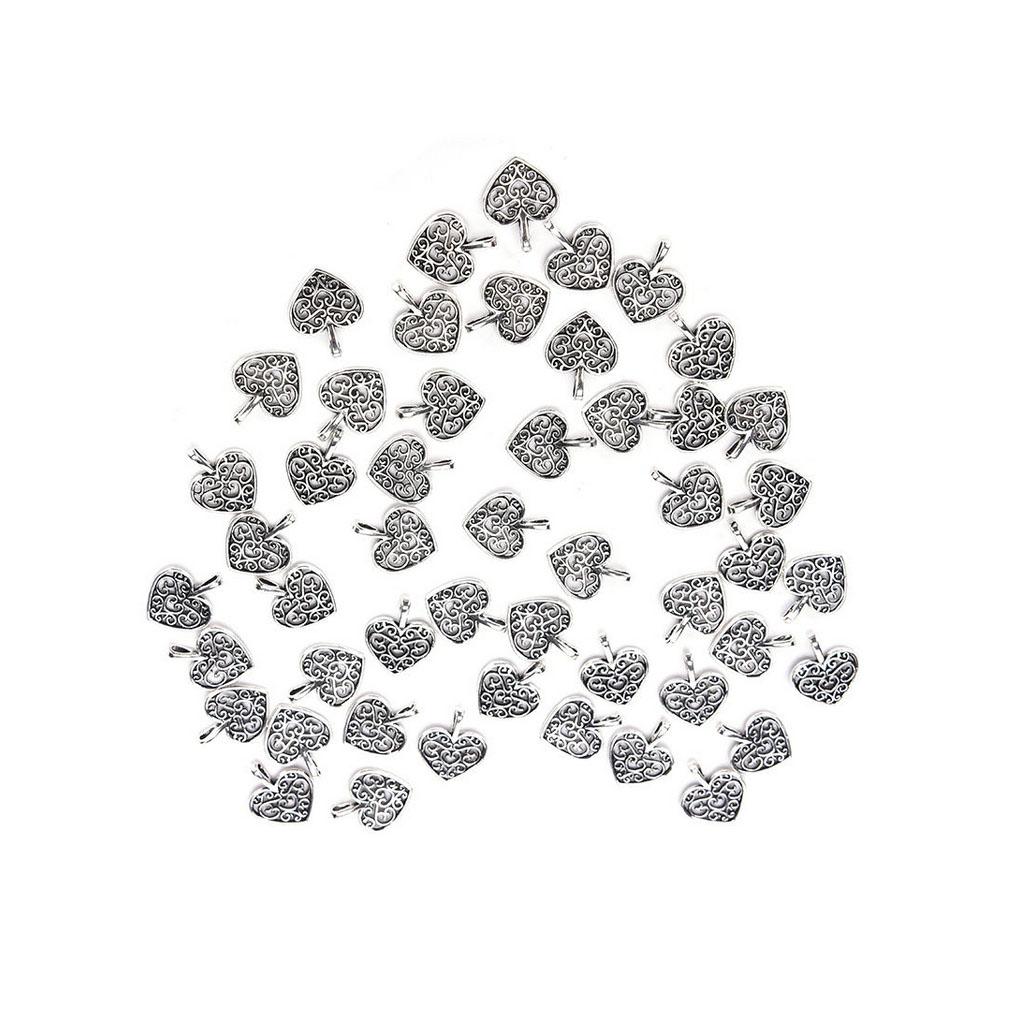 50Pcs Hollow Heart Pendant Necklace Bracelet Alloy Pendant Jewelry Decoration