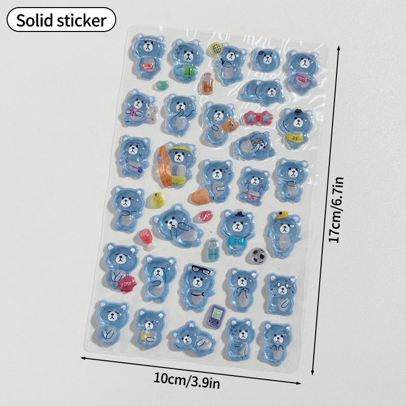Kids 3D Cartoon Stickers Crystal Embossed Stickers  Journal Decorative Stickers For Phone & Laptop Decor Creative Exchange Gift