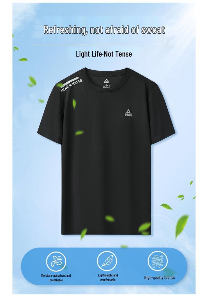 Men's PEAK Sports Quick-Dry Ice Silk Fitness T-Shirt - Short Sleeve Summer Top