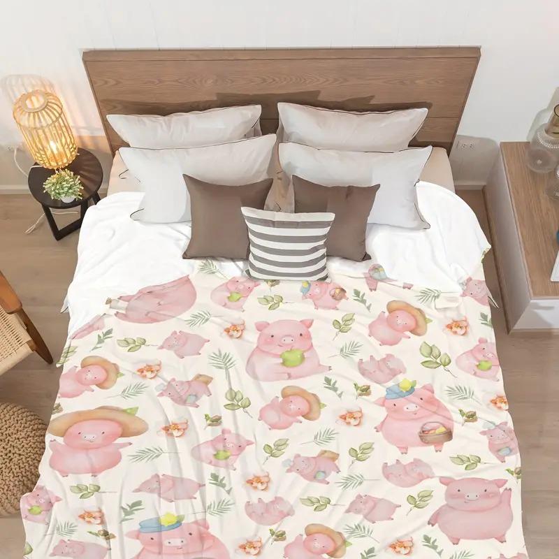 Piggy Blanket Soft And Comfortable Flannel Blanket Casual Warm Blanket Suitable For Sofa Bed Linen Selection