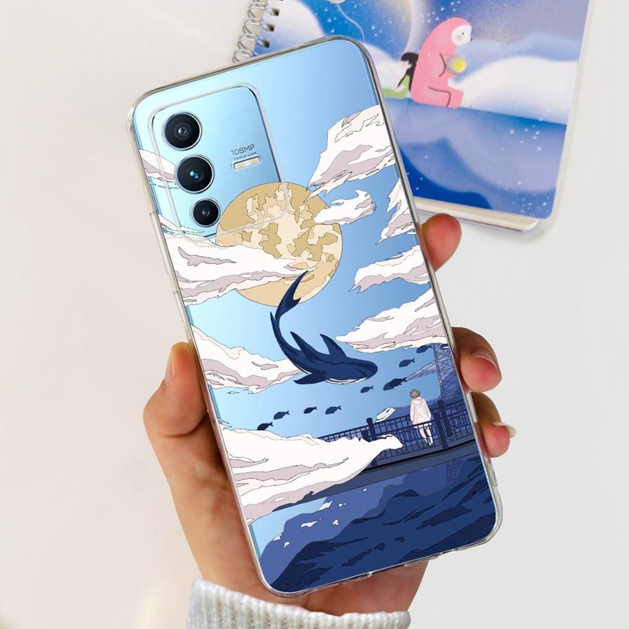 For Vivo V23 Pro V2132 Case For Vivo V23 5G V2130 V2303 Cover Fashion Flower Clear Silicone Phone Case For Vivo V23e V 23 Bumper