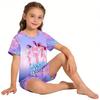 Kids Girls Boys 2PCS Pajamas Set K-pop Style Anime Short Sleeve T-shirt + Shorts Summer Comfortable Children Homewear Nightwear
