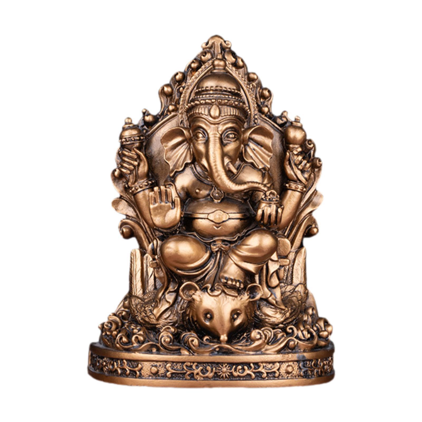 

16 см смоляная статуя слона Ганеши Будды, ручная работа, украшение для стола, индуистский бог, поделка для сада и двора, стильная тонкая работа