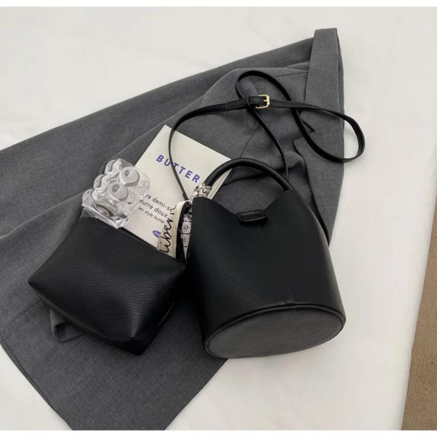 

Женская сумка-ведро большой вместимости, модная женская сумка через плечо, сумочка, набор из двух предметов, сумка через плечо, украшение шарфом, ПУ