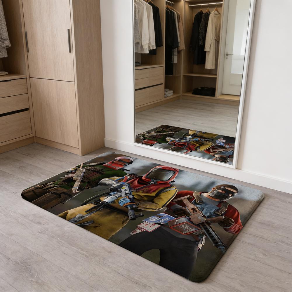 R-R-Rust Game Floor Mat Flannel Door Mat Non-Slip Absorbent Washable Indoor Home Rug