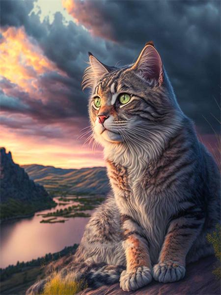 5D Diamond Painting Cat Full Round Mosaic Embroidery Animal Handmade Gift Home Decor