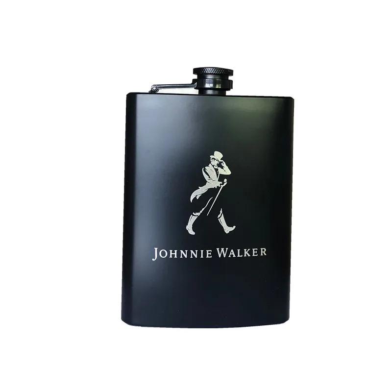 8oz 18/8 Stainless Steel Vodka Hip Flask Whisky Bottle Moscow Liquor Flagon with All Black Body Printing