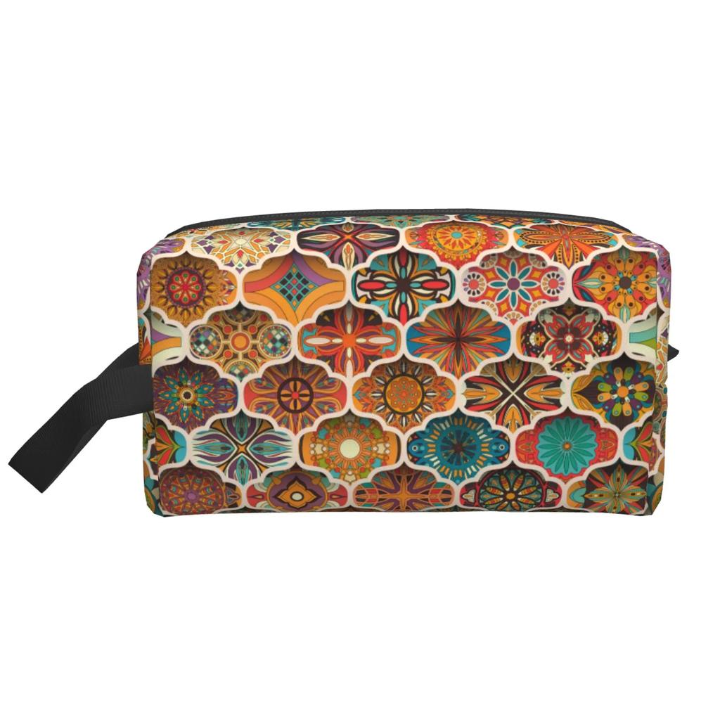 Bohemian Etniczny Tradycyjny Wzór Torby do Przechowywania Przenośna Duża Pojemność Podróżna Kosmetyczka Torba na Makijaż Idealna do Codziennego Użytku