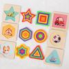 Wooden 3D Shapes Color Cognition Board Geometric Puzzles Montessori Puzzle Educational Toy for Toddlers Color Shape Learning