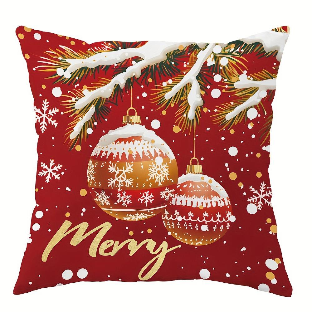 Christmas Decoration Pillow Cover Santa Claus Gift Box Snowman Color Ball Pattern Living Room Sofa Cushion Suite Room Decoration