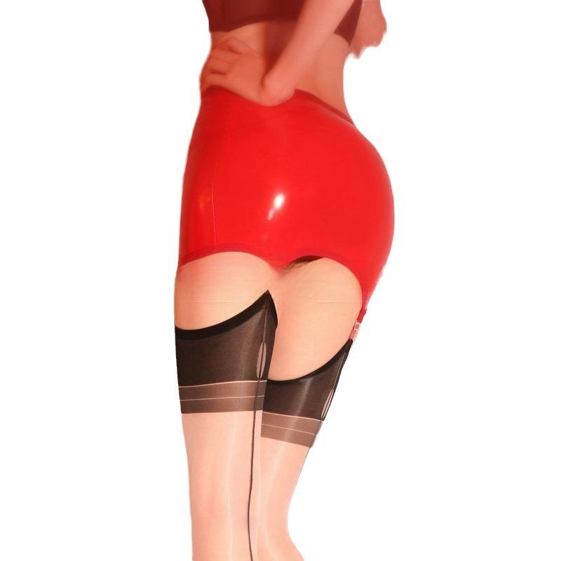 Luoying 8316 Patent Leather Garter Skirt with Metal Buckle and Stockings Accessories