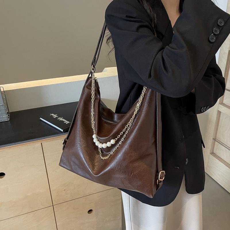 Trendy fashion tote bag women's new retro casual large capacity shoulder bag texture messenger bag bag