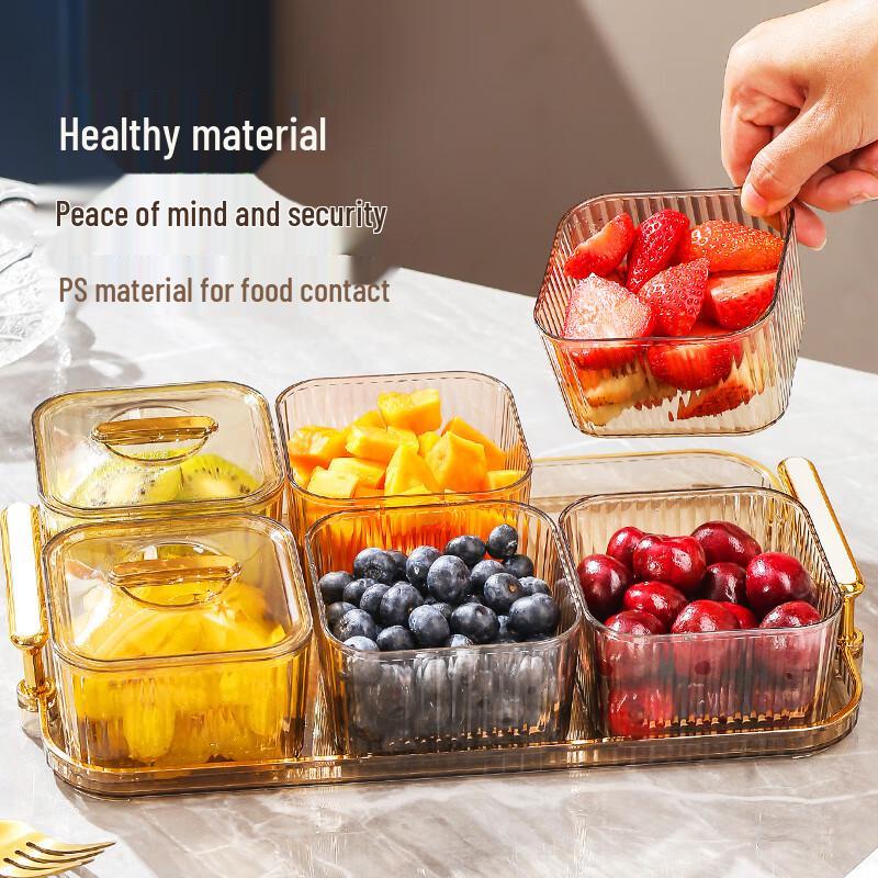 CAIZHI Divided Fruit & Snack Serving Platter with Lid