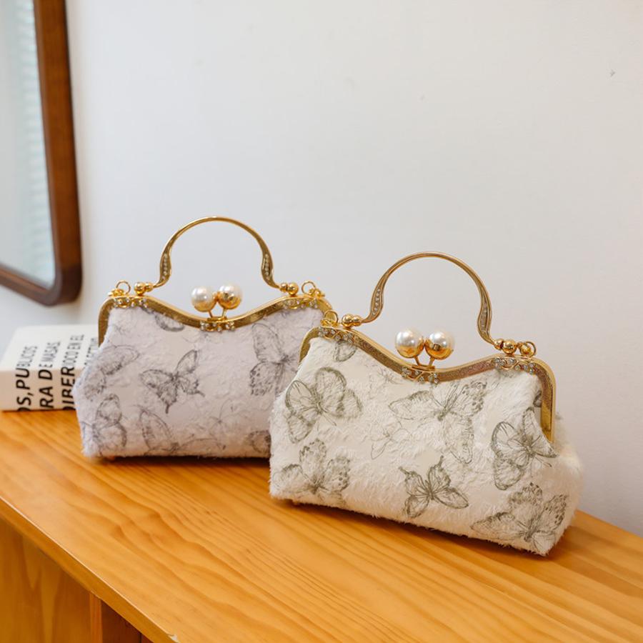 Chinese Style Butterfly Shoulder Bag Women Elegant Clip Handbag Retro Small Square Bag Wedding Party Chain Evening Clutch Purses