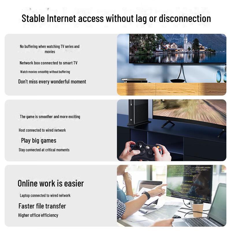 Cablu de rețea plat placat cu aur Shanze CAT6 Gigabit, pereche răsucită cu opt fire din cupru pur.