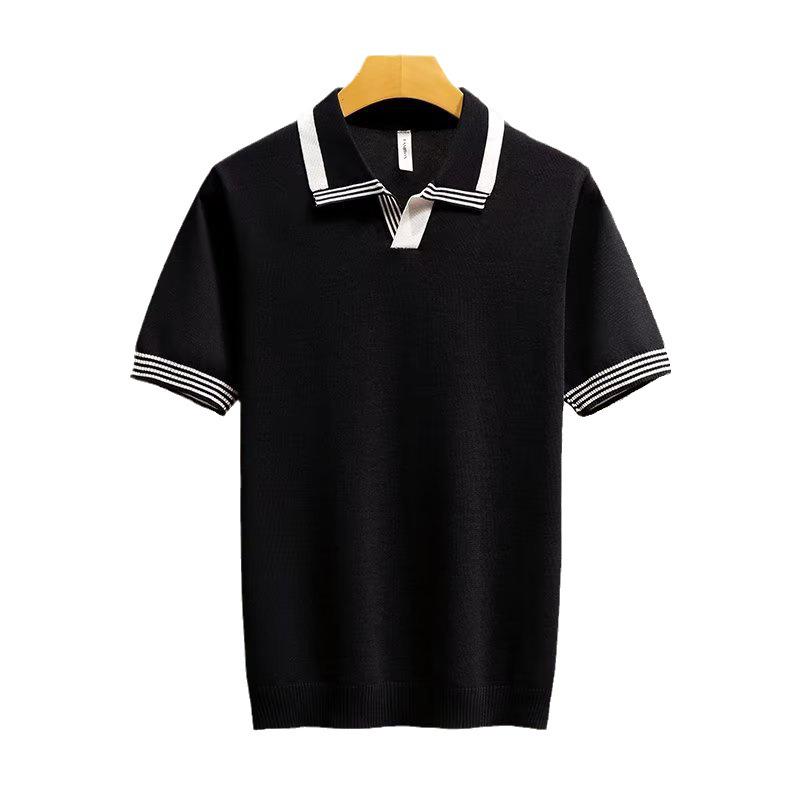 Men's Retro Style Light Knit Polo Shirt - Summer Lapel, Short Sleeves