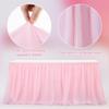 MAQIHAN 6 FT Pink Tulle Table Skirt – Table Skirt Tablecloth for Round Rectangular Tables Made of Tutu Fabric Restaurant Dessert Table Wedding