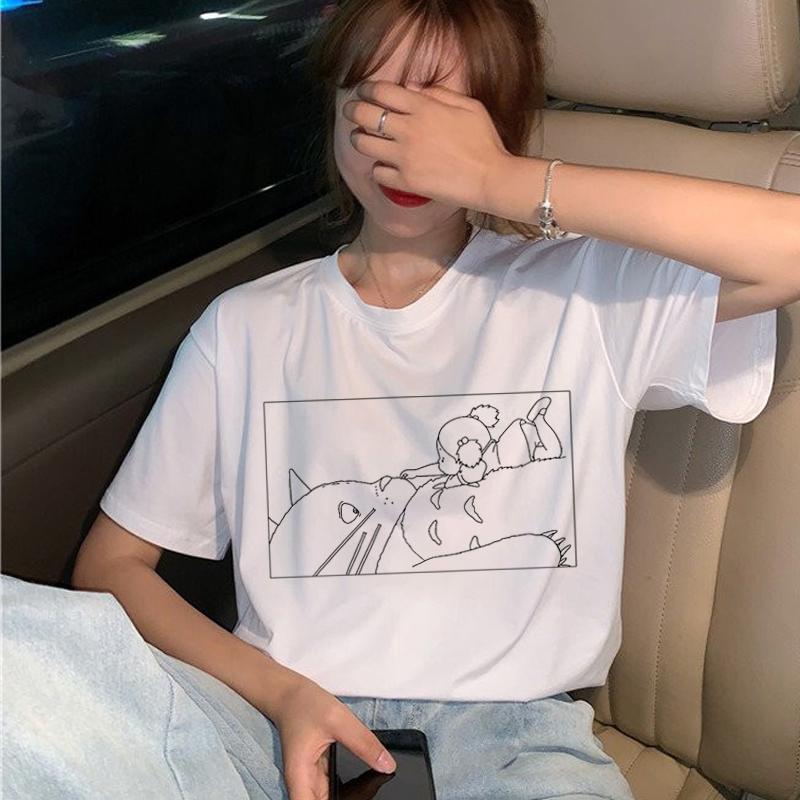 New Totoro T Shirt Women Studio Ghibli Kawaii 90S Graphic T-Shirt Harajuku Miyazaki Hayao Ullzang Tshirt Top Tees Female
