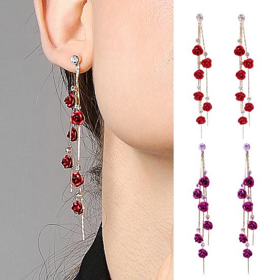 

Висячие серьги Шикарные сверкающие однотонные женские серьги Длинные розы с кистями Серьги-гвоздики Висячие серьги Модные украшения